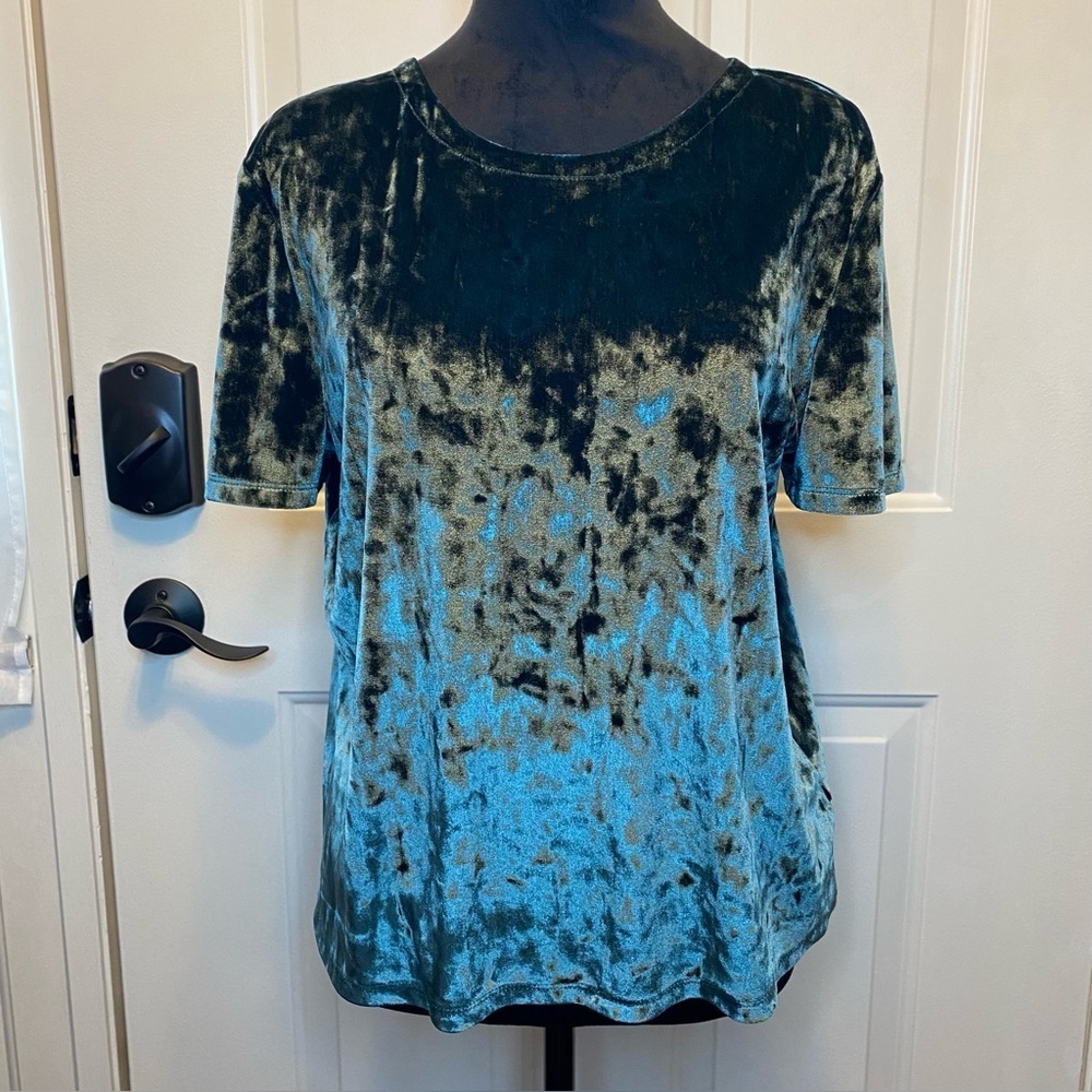 14th & Union Crushed Velvet Emerald Tee Sz Small Petite